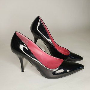 Qupid Black Patent Pumps Stiletto Heels Pointed Toe Size 6.5